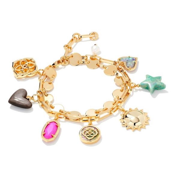 Kendra Scott Frankie Gold Charm Bracelet In Multi Mix - Picture 1 of 7
